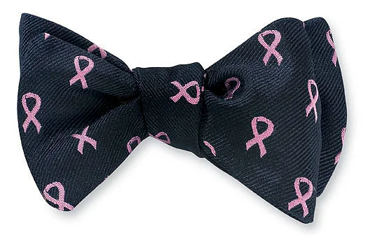 Black/ Pink Ribbons Bow Tie - B2508